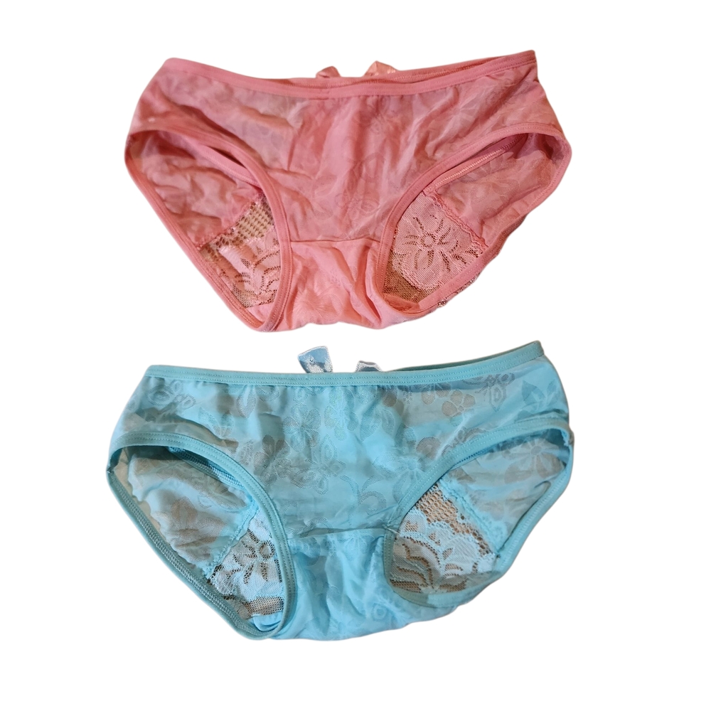 Lace Trim Bottoms - Pink and Blue